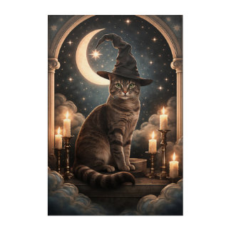 Whimsical Witch Cat Fantasy Acrylic Print