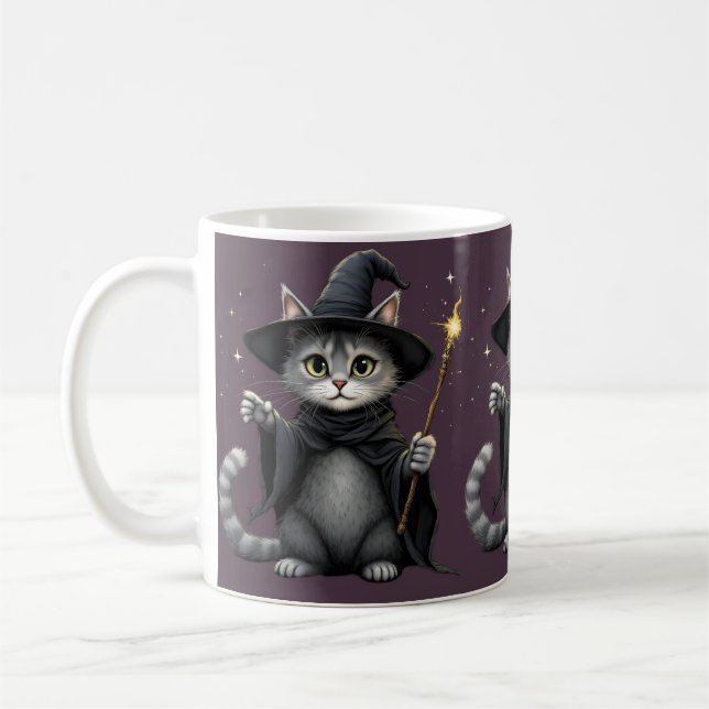 Whimsical Witch Cat Mug (Left)