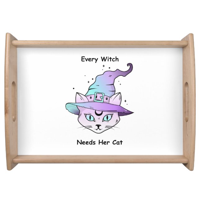 Whimsical Witch Cat Serving Tray (Front)