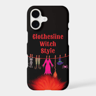 Whimsical Witch Clothesline Halloween Graphic Art iPhone 17 Case