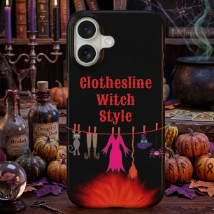 Whimsical Witch Clothesline Halloween Graphic Art iPhone 17 Case