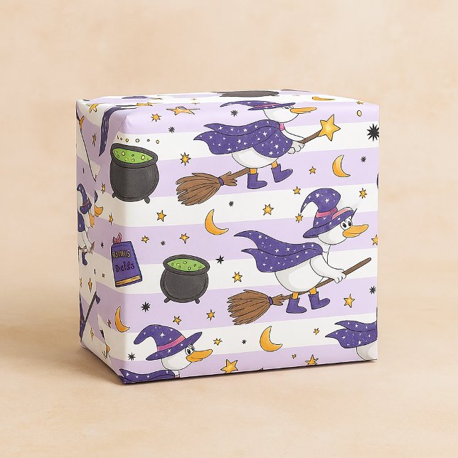 Whimsical Witch Duck & Spells Seamless Pattern Wrapping Paper (Creator Uploaded)