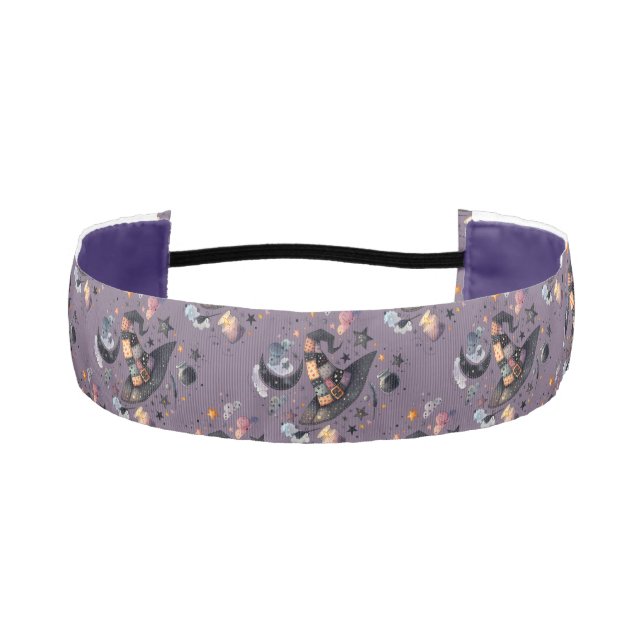 Whimsical Witch Hat and Celestial Magic Athletic Headband (Front)