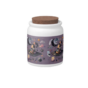 Whimsical Witch Hat and Celestial Magic Candy Jar