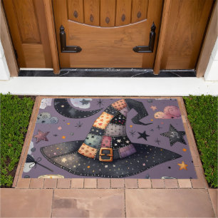 Whimsical Witch Hat and Celestial Magic Doormat