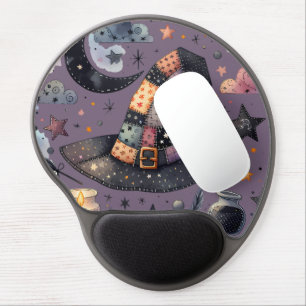 Whimsical Witch Hat and Celestial Magic Gel Mouse Pad