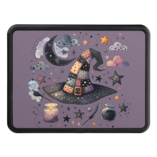 Whimsical Witch Hat and Celestial Magic Hitch Cover