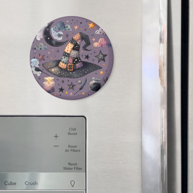 Whimsical Witch Hat and Celestial Magic Magnet (In Situ (Fridge))