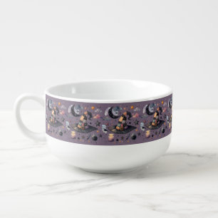 Whimsical Witch Hat and Celestial Magic Soup Mug