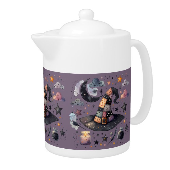 Whimsical Witch Hat and Celestial Magic Teapot (Right)