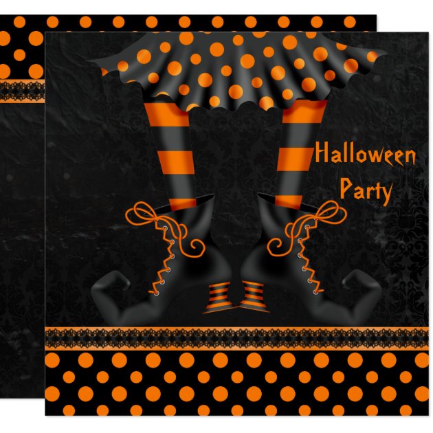 Whimsical Witch Legs Halloween Party Invitation