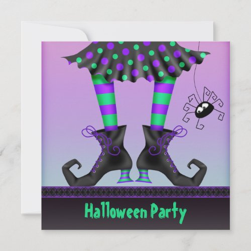 Whimsical Witch Legs Halloween Party Invitation