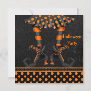 Whimsical Witch Legs Halloween Party Invitation