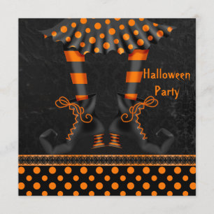 Whimsical Witch Legs Halloween Party Invitation