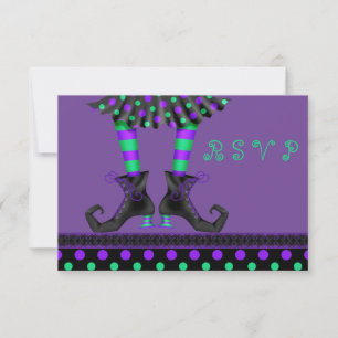Whimsical Witch Legs Halloween Party RSVP Card