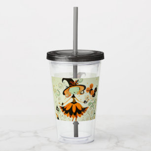 whimsical/witch/pumpkin/fall acrylic tumbler