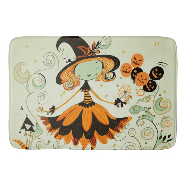 whimsical/witch/pumpkin/fall bath mat (Front)
