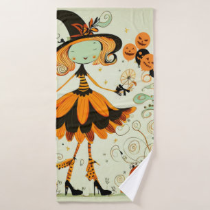 whimsical/witch/pumpkin/fall bath towel