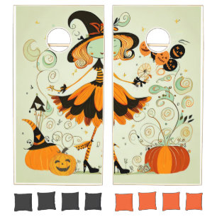 whimsical/witch/pumpkin/fall cornhole set