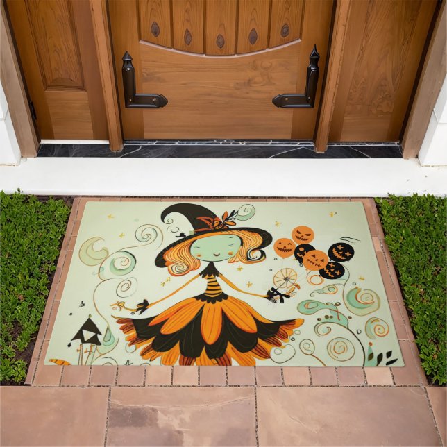 whimsical/witch/pumpkin/fall doormat (Outdoor)