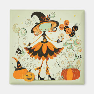 whimsical/witch/pumpkin/fall magnet