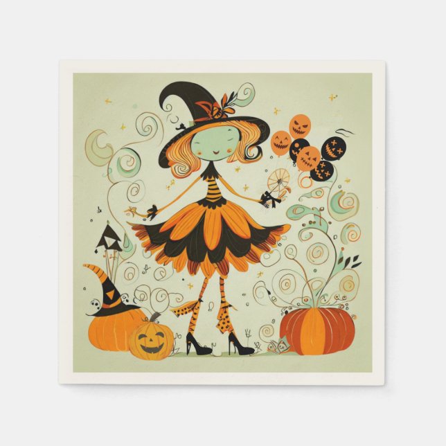 whimsical/witch/pumpkin/fall napkins (Front)