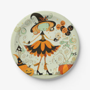 whimsical/witch/pumpkin/fall paper plates