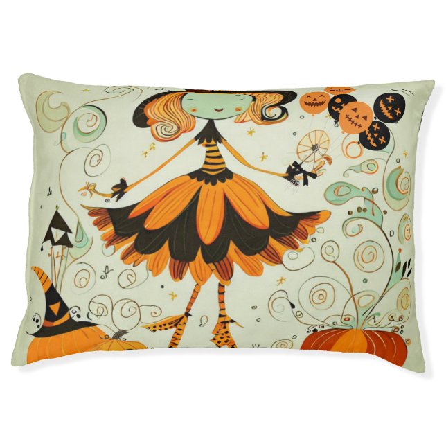 whimsical/witch/pumpkin/fall pet bed (Front)