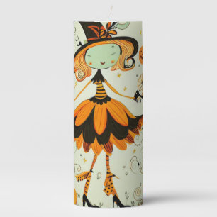 whimsical/witch/pumpkin/fall pillar candle