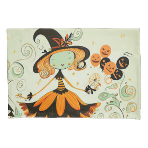 whimsical/witch/pumpkin/fall pillow case