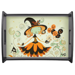 whimsical/witch/pumpkin/fall serving tray
