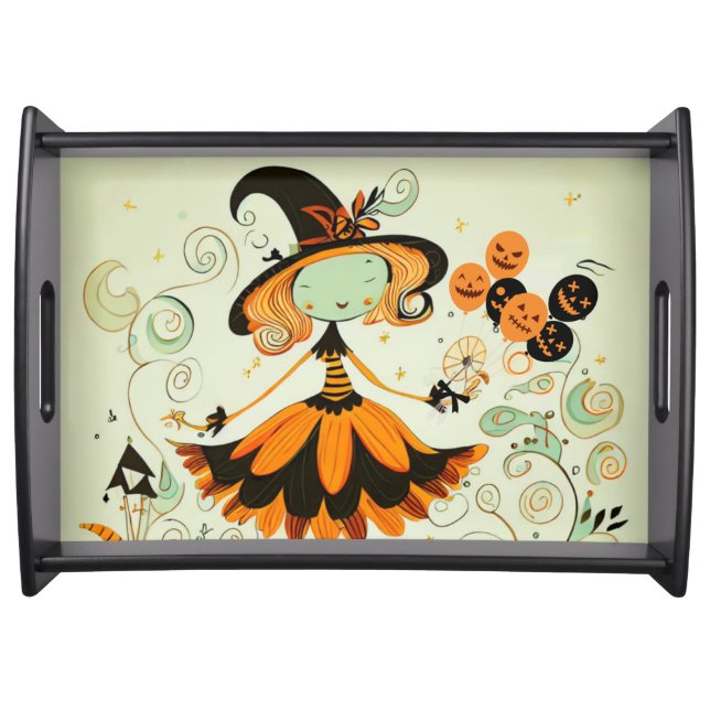 whimsical/witch/pumpkin/fall serving tray (Front)