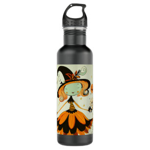 whimsical/witch/pumpkin/fall stainless steel water bottle