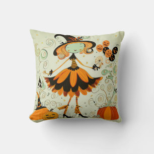 whimsical/witch/pumpkin/fall throw pillow