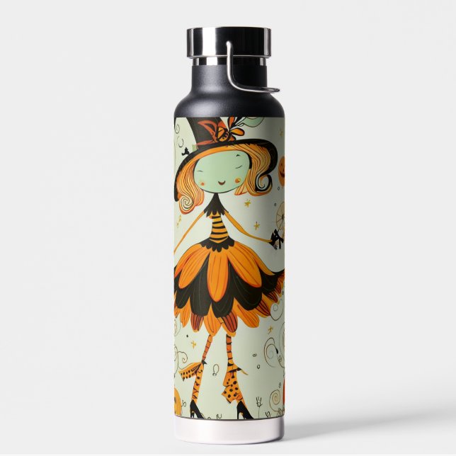 whimsical/witch/pumpkin/fall water bottle (Left)