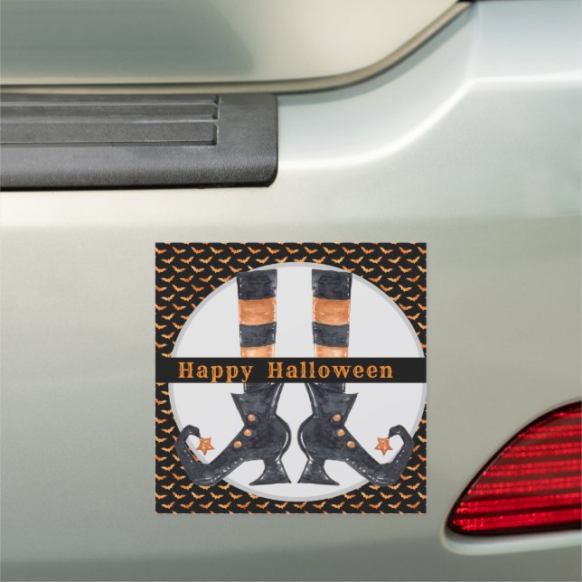 Whimsical Witch Shoes Customizable Halloween Car Magnet (In Situ)