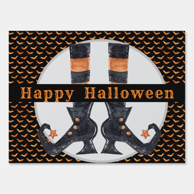 Whimsical Witch Shoes Customizable Halloween Sign (Front)