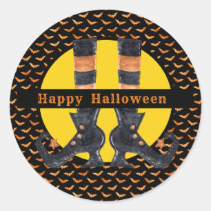 Whimsical Witch Shoes Halloween Classic Round Sticker