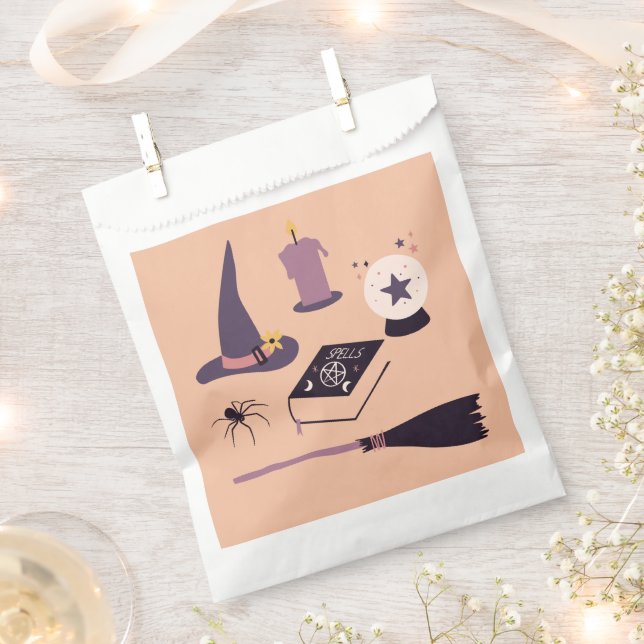 Whimsical witch themed Birthday or Halloween Favor Bag (Clipped)