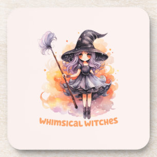Whimsical Witches – Cute Halloween Witch Beverage Coaster