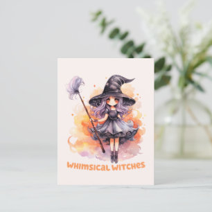 Whimsical Witches – Cute Halloween Witch Postcard