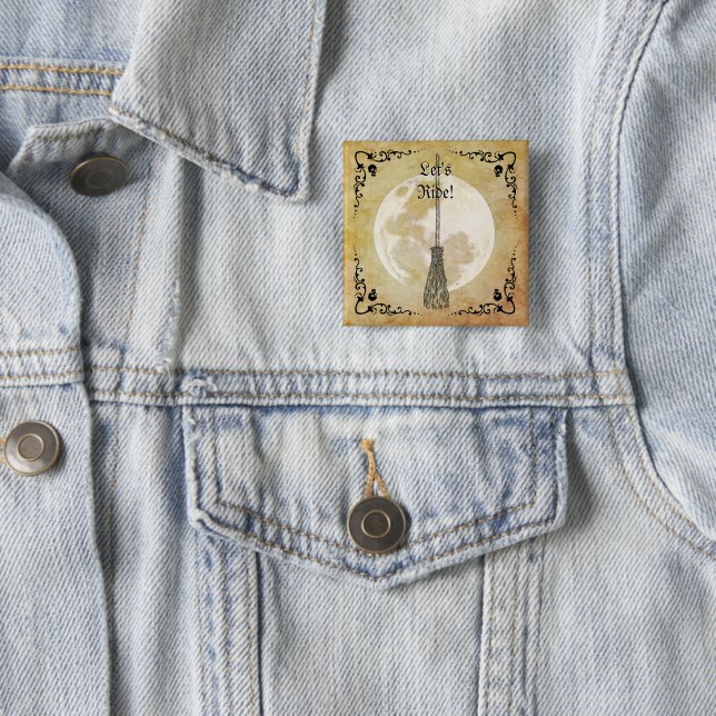 Whimsical Witchy Full Moon Button (In Situ)