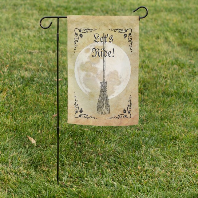 Whimsical Witchy Full Moon  Garden Flag (In SItu)