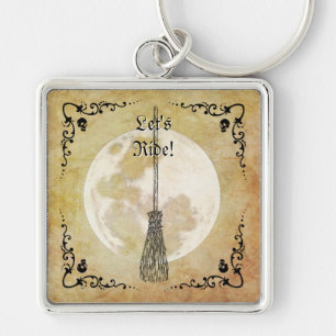 Whimsical Witchy Full Moon Keychain