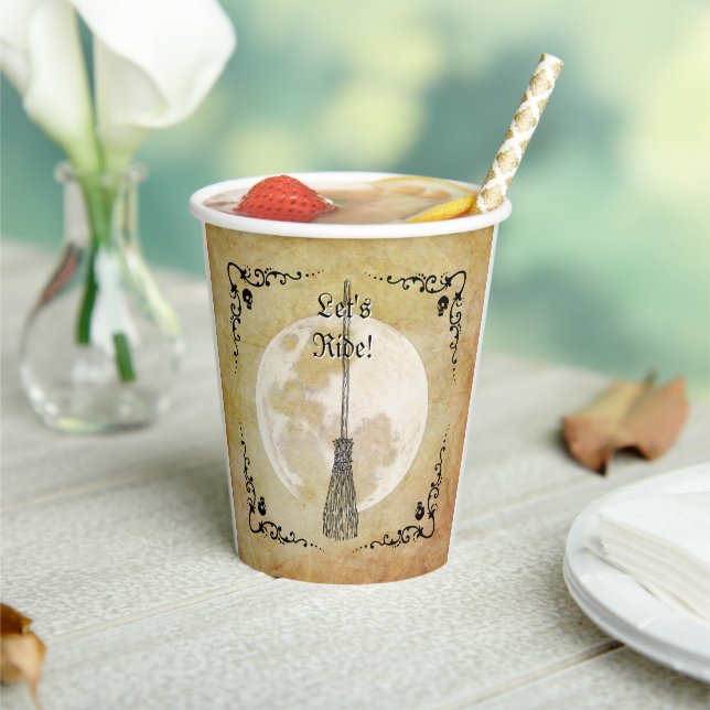 Whimsical Witchy Full Moon Paper Cups (Insitu)