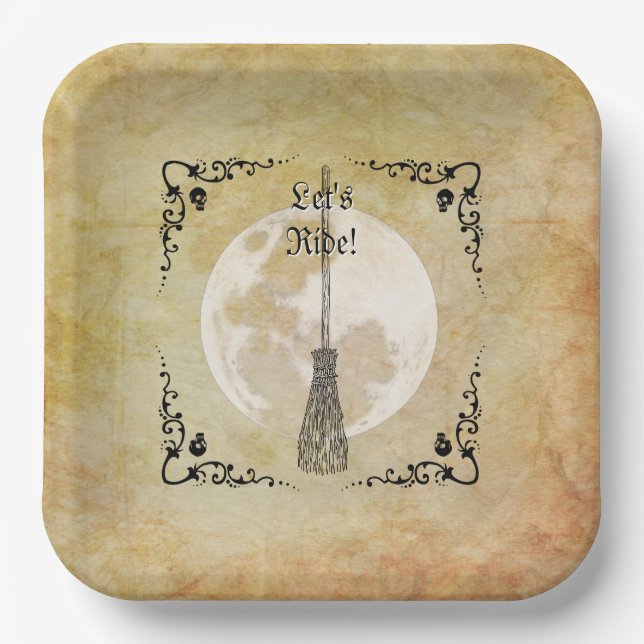 Whimsical Witchy Full Moon  Paper Plates (Front)