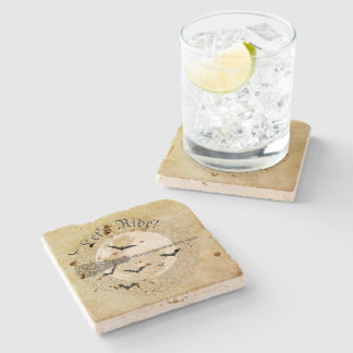 Whimsical Witchy Full Moon  Stone Coaster