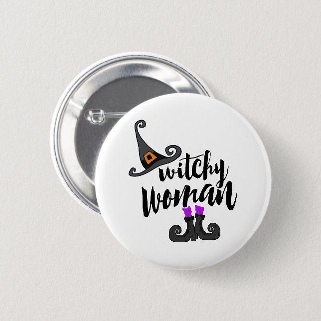 Whimsical Witchy Woman Halloween Button (Front & Back)