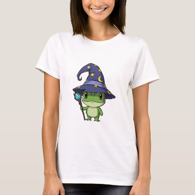 Whimsical Wizard Frog Character T-Shirt (Front)