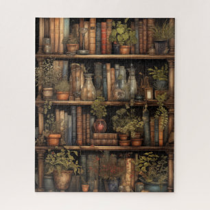 Whimsical Wizard's Retreat: Vintage Library Jigsaw Puzzle